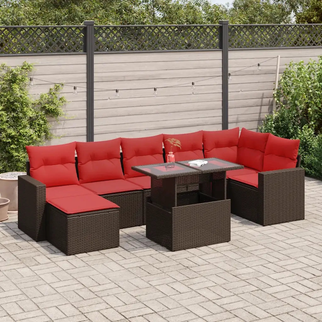 Set Divani Giardino 8 pz con Cuscini Marrone Polyrattan Acacia 3326365
