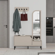 Mobile ingresso Mila con scarpiera ganci appendi abito e specchio colore cashmere
