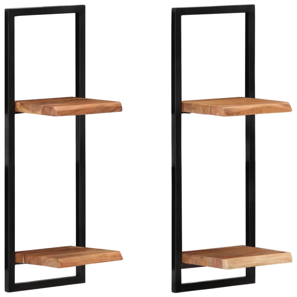 Mensole Parete 2 pz 25x25x75 cm Legno Massello Acacia e Acciaio 338462