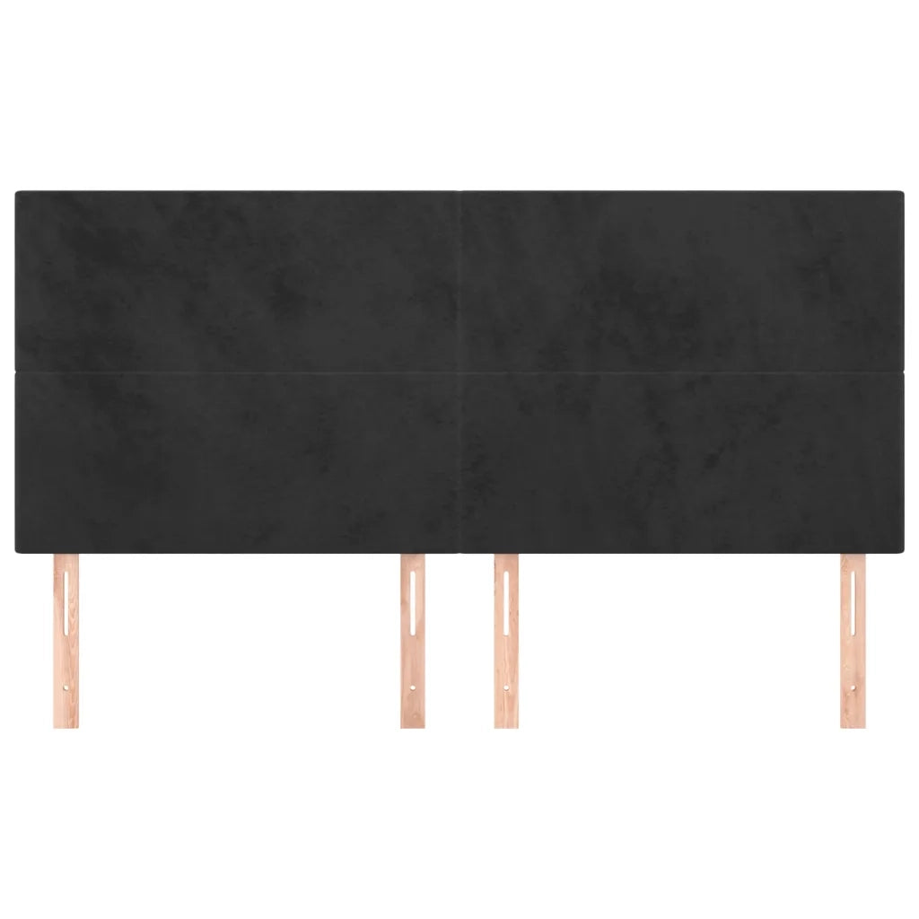 Testiera-Testata-Testiera Decorativa Nera 180x5x118/128 cm Velluto 812947
