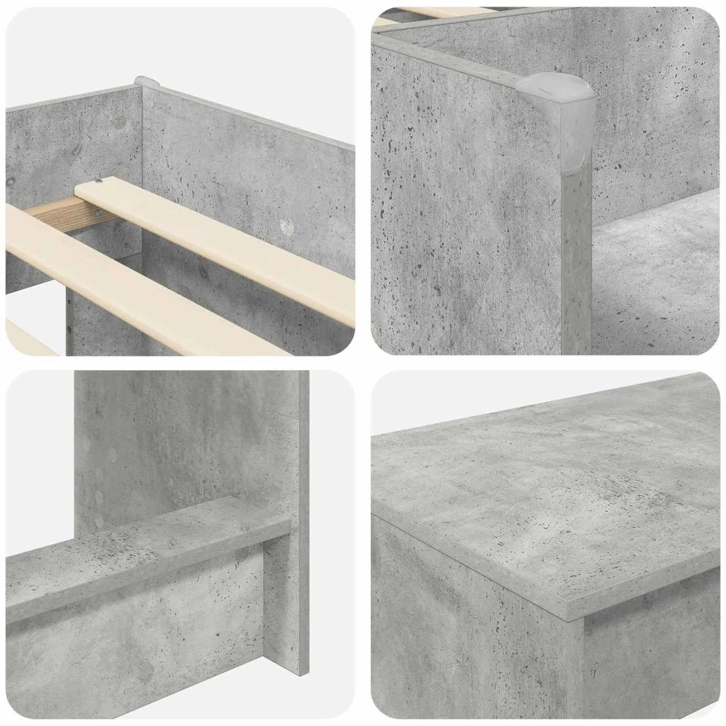 Letto alto per bambini con scrivania 2 pz Grigio Cemento 3423457