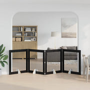 Cancello per cani pieghevole con supporti 4 pz Rovere Nero 892031