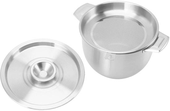 Filtro dell'olio 2,8L - Acciaio inossidabile - Anticorrosivo - Rete filtrante rimovibile - Sicuro per l'alimentazione - Materiale duraturo - Contenitore per l'olio