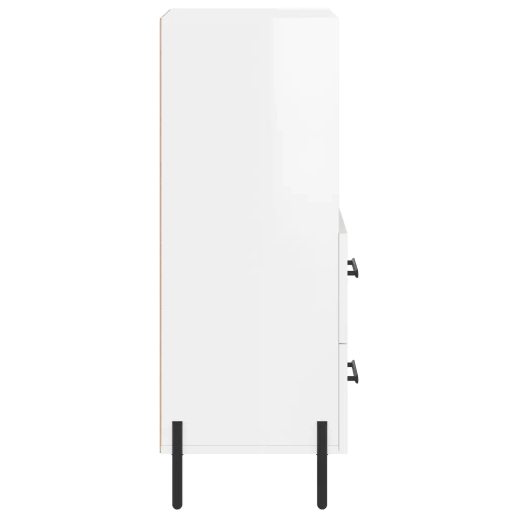 Credenza Bianco Lucido 34,5x34x90 cm in Legno Multistrato 828678