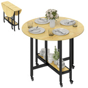 Tavolo da pranzo pieghevole con ruote e ripiano integrato ¨C Xylo ¨C 4 persone 100x100x75 cm quercia