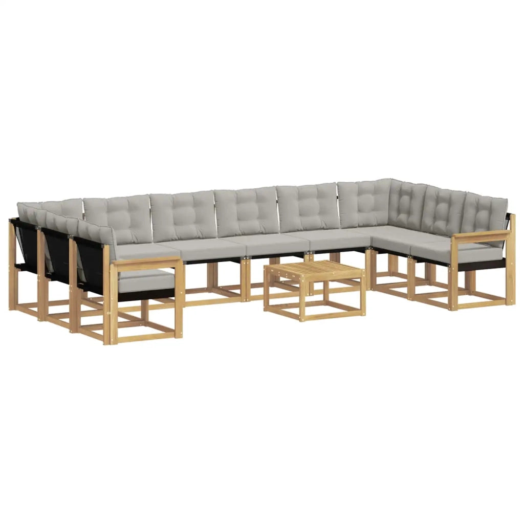 Set di divani da esterno 11 pz Bianco e Grigio Chiaro 3389925