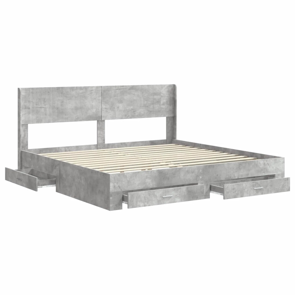 Struttura del letto con stoccaggio e testata Grigio Cemento 3414440