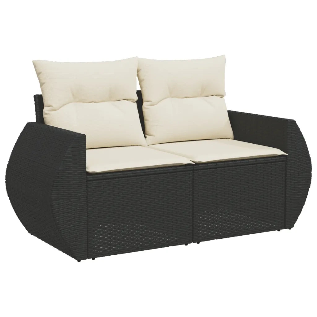 Set Divani da Giardino 11 pz con Cuscini in Polyrattan Nero 3221875
