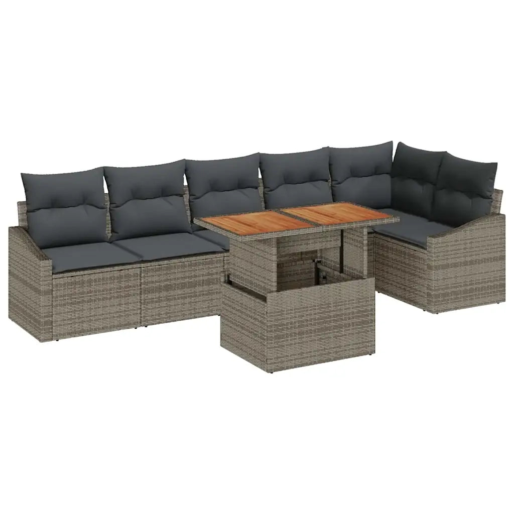 Set Divano da Giardino 7 pcs Grigio Poly Rattan 3358582