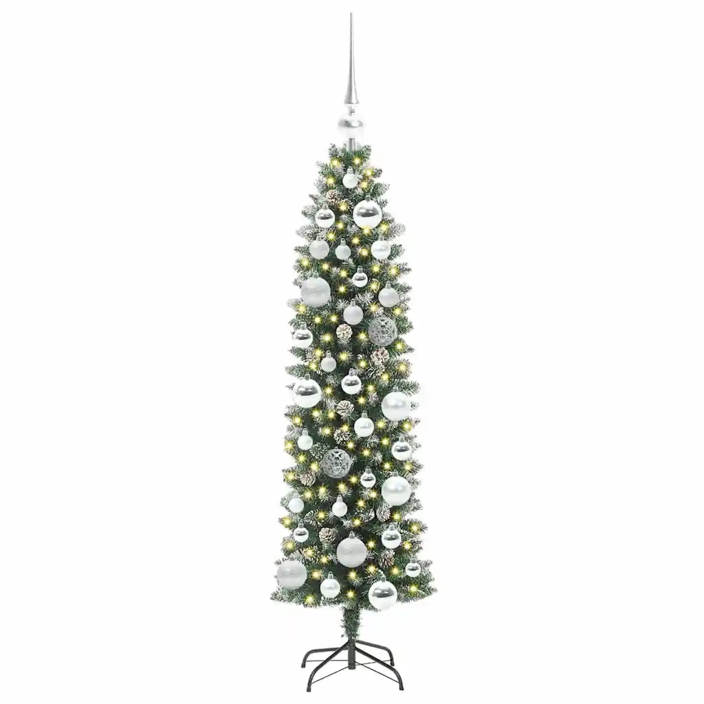 Albero di Natale Artificiale Sottile Verde e Bianco 120 cm 3395274