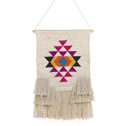 Decorazioni da parete in cotone beige nappa fatta a mano arte della parete motivo geometrico boho per soggiorno camera da letto