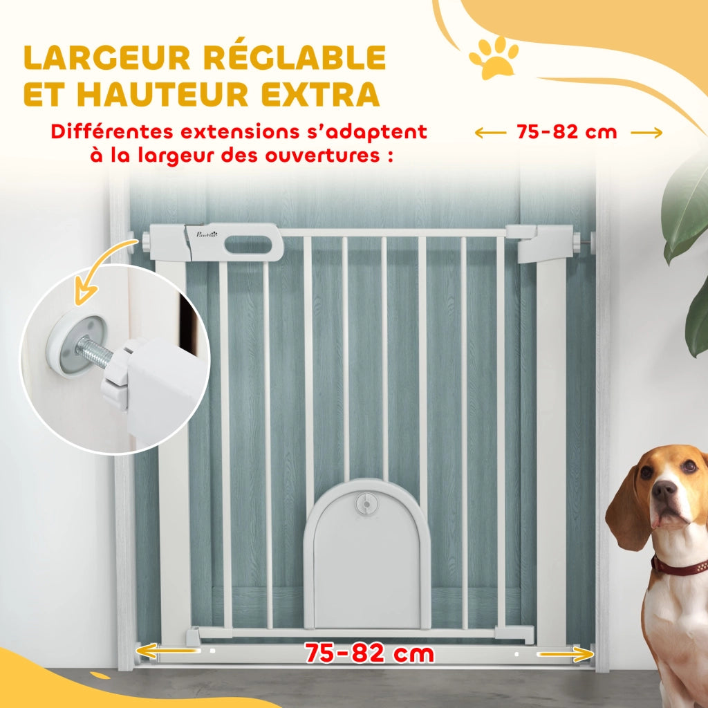 Cancello di sicurezza per animali con chiusura automatica e doppio blocco ¨C Xylo ¨C Acciaio bianco
