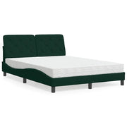Letto con Materasso Verde Scuro 140x200 cm in Velluto