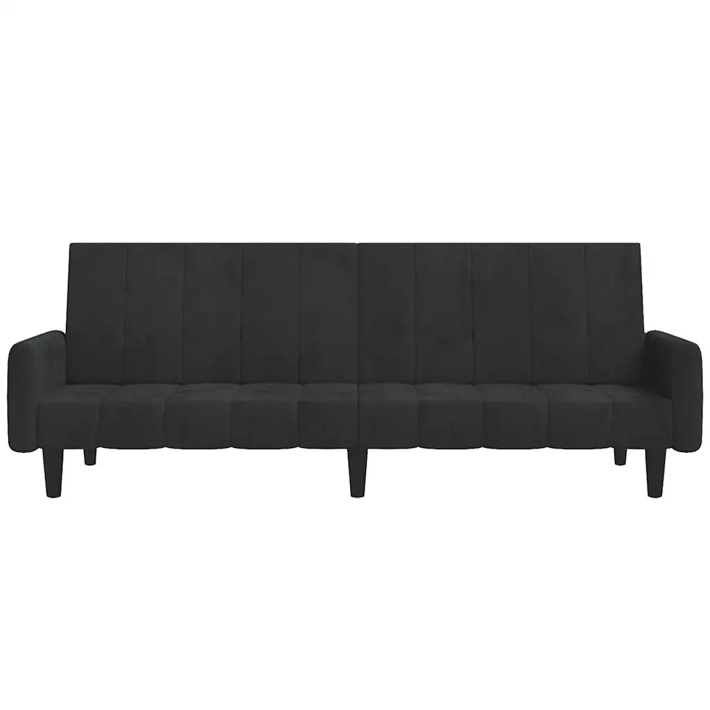 Divano Letto a 2 Posti Nero in Velluto 375780