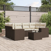 Set Divani da Giardino 7 pz con Cuscini Marrone in Polyrattan 3222322