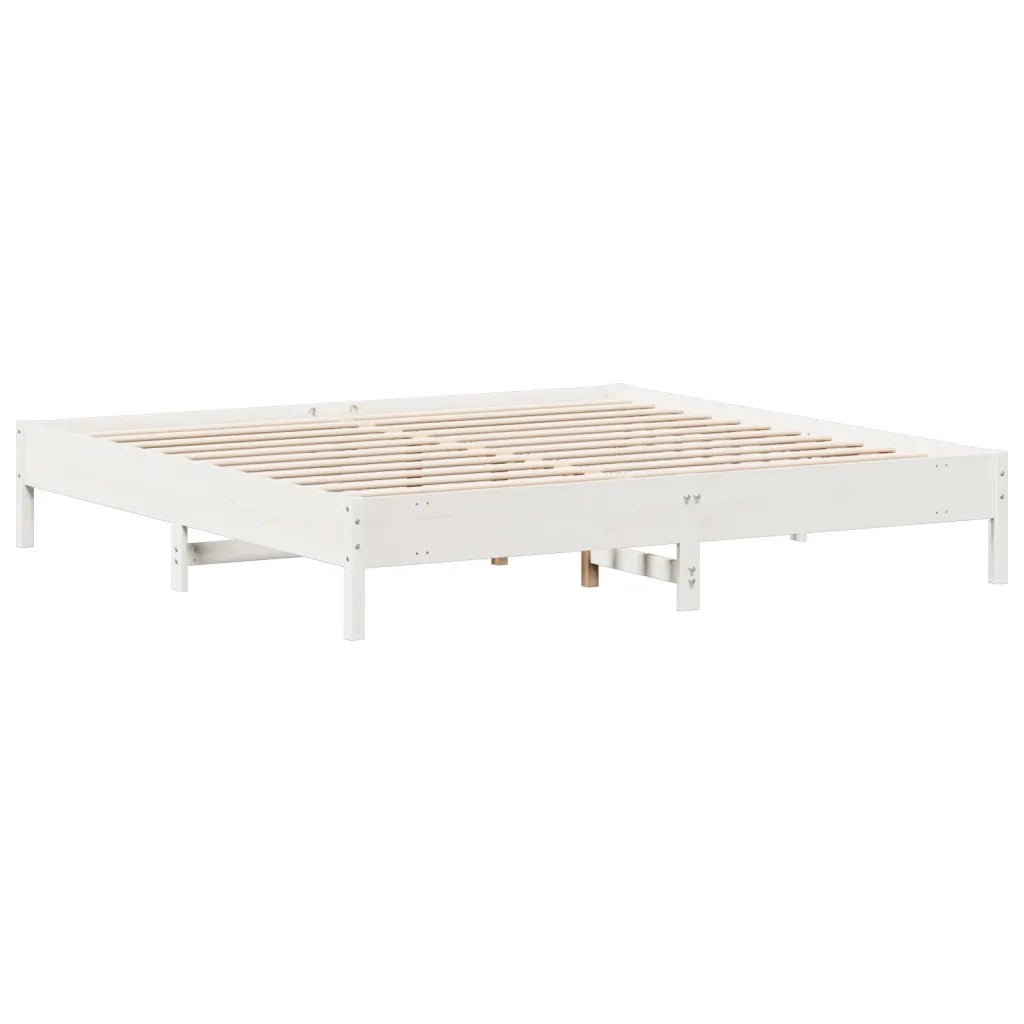 Giroletto senza Materasso Bianco 200x200 cm Legno Massello Pino 842683