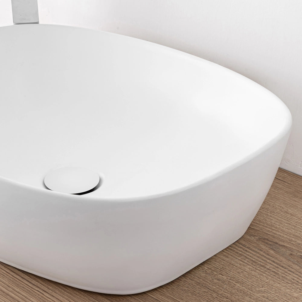 Lavandino da appoggio ovale 50x38 cm bianco opaco Tokyo