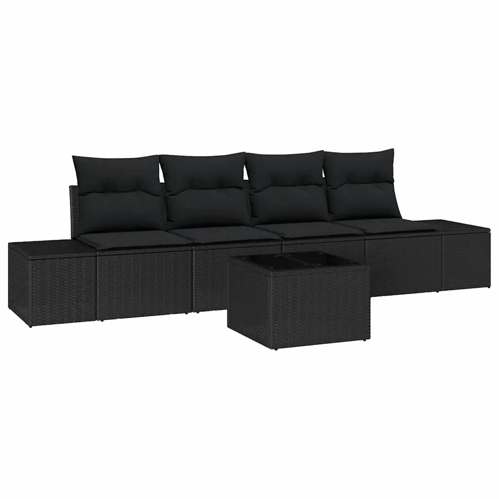 Set di divani con cuscino con cuscino 5 pcs Nero polyrattan 3346933