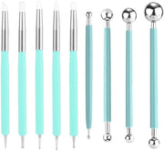 Strumenti per ceramica 9 pezzi - Accessori per argilla polimerica - Doppia faccia - Silicone/Rossore - per stampaggio a rilievo/creazione di forme - Strumenti per ceramica
