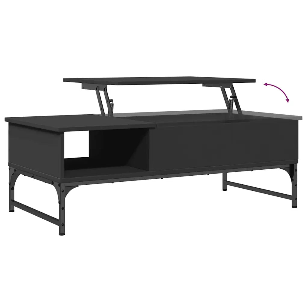 Tavolino Salotto Nero 100x50x35 cm Legno Multistrato e Metallo 845391