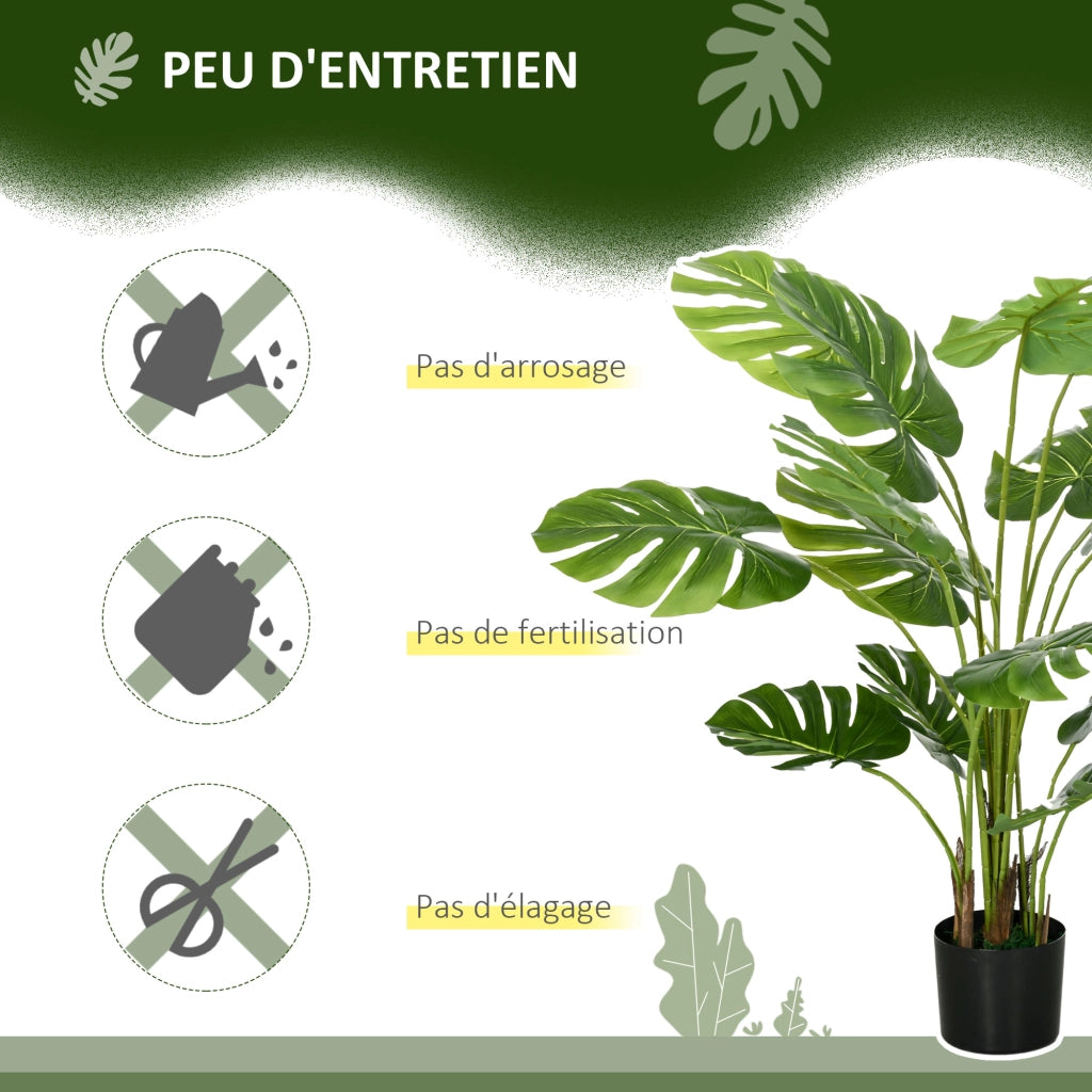 Pianta Artificiale Monstera Deliciosa ¨C Xylo ¨C con Vaso, Altezza 120 cm, Verde