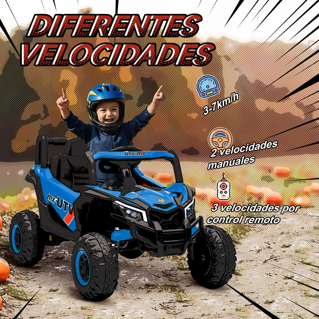 Casetta UTV Elettrica per Bambini ¨C Zephmum ¨C Blu, 12V, Telecomando 2.4G