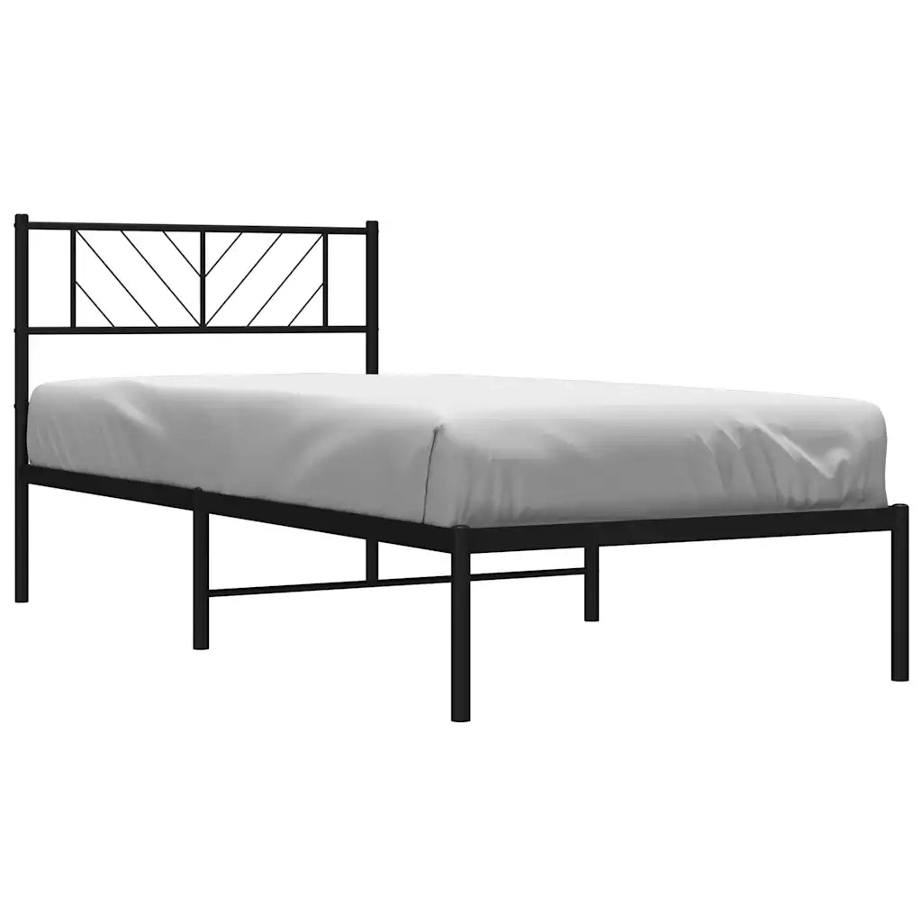 Letto singolo | Letto per adulti | Giroletto con Testiera in Metallo Nero 107x203 cm