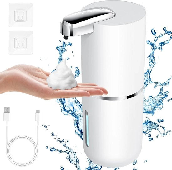 Dispensatore di sapone per mani automatico 400 ml - sensore di movimento infrarosso - ricarica via USB - dispensatore di schiuma sapone IPX5 impermeabile all'acqua - bagno hotel