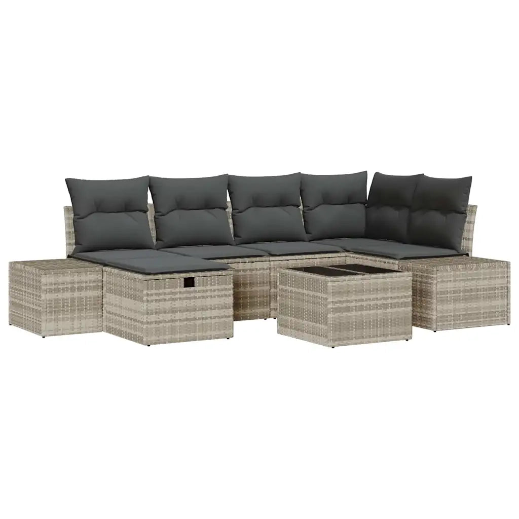 Set Divano da Giardino 7 pcs Grigio chiaro polyrattan