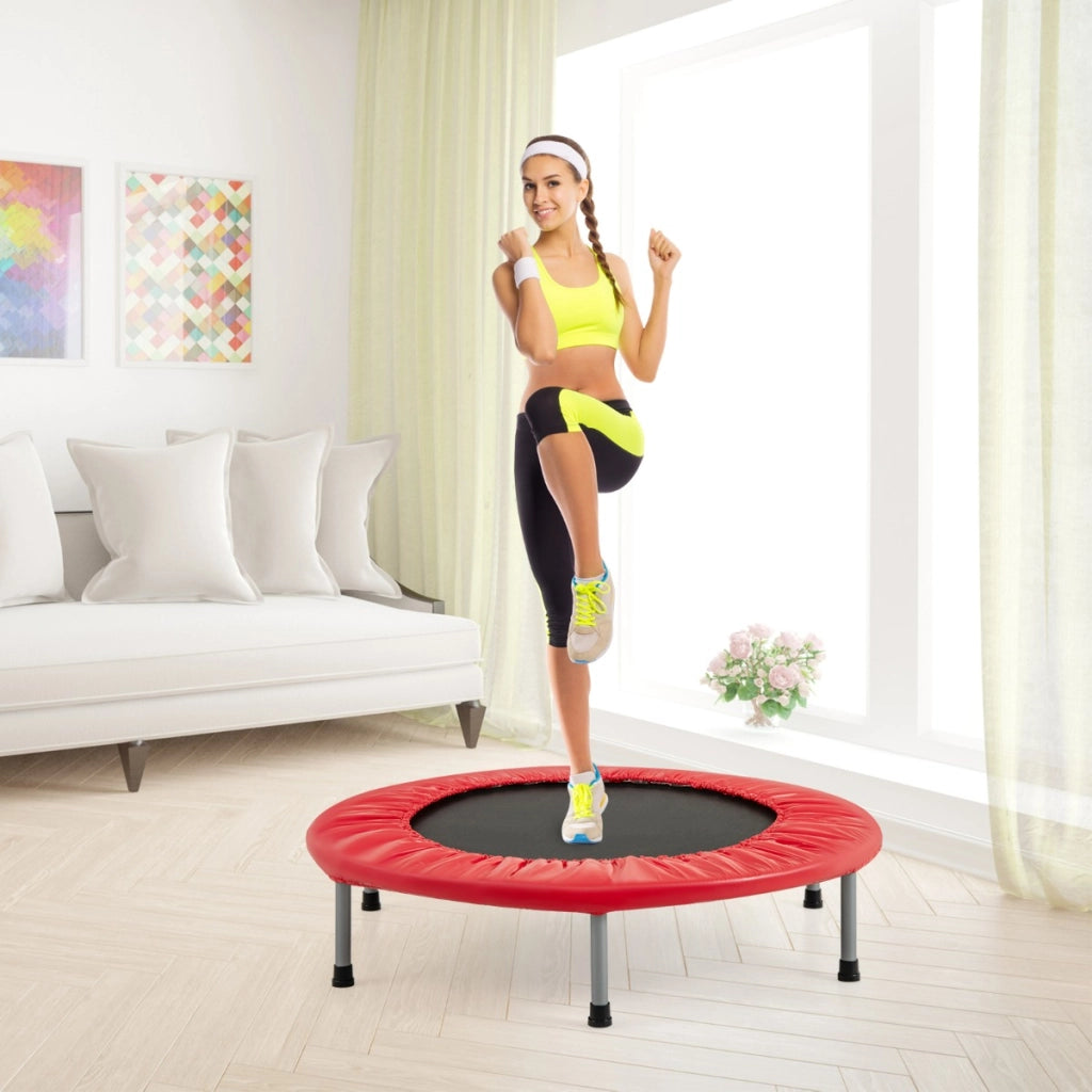 Trampolino pieghevole per bambini con carico massimo 150kg, Mini trampolino portatile per interno Rosso