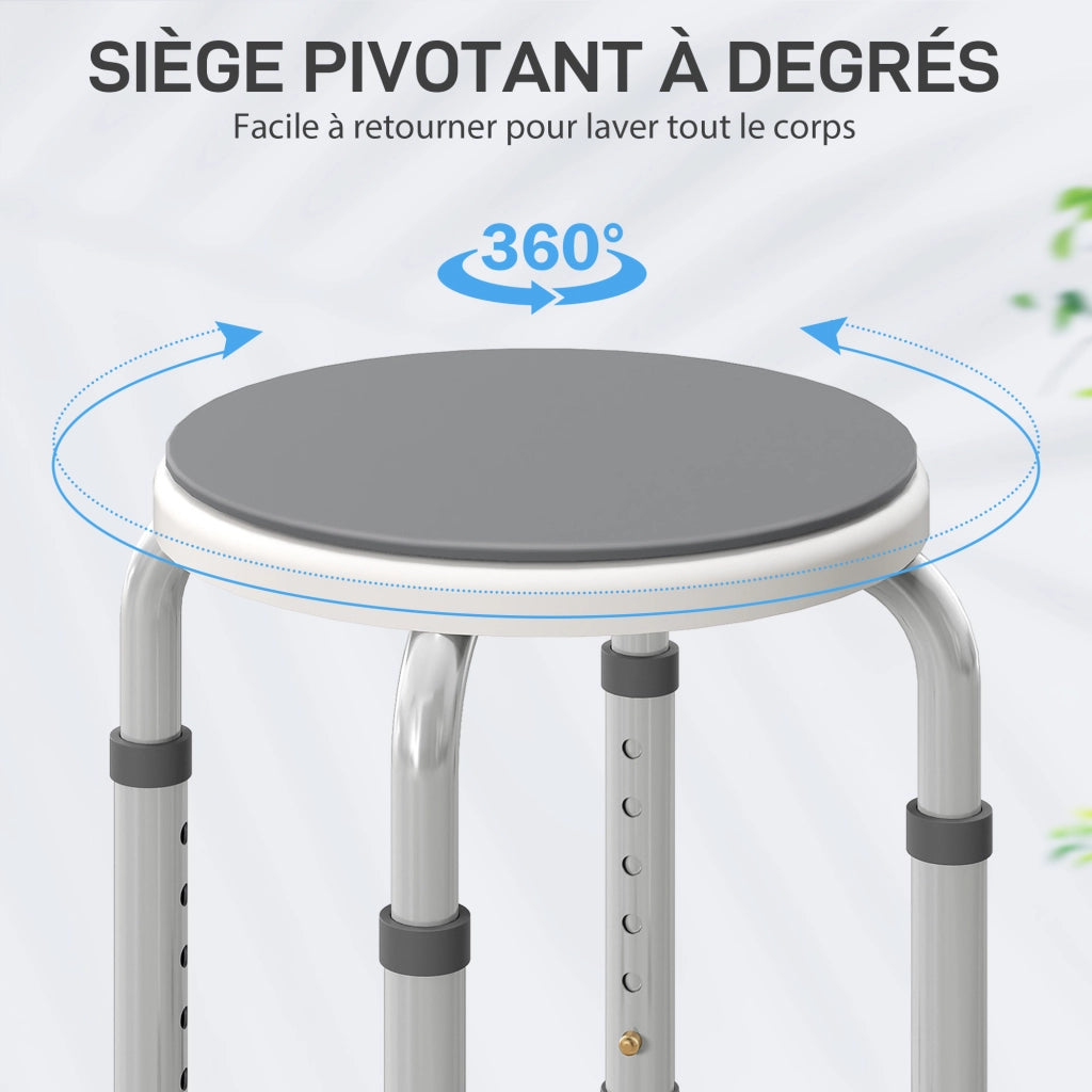 Sgabello doccia girevole 360¡ã ¨C Xylo ¨C alluminio antiscivolo regolabile