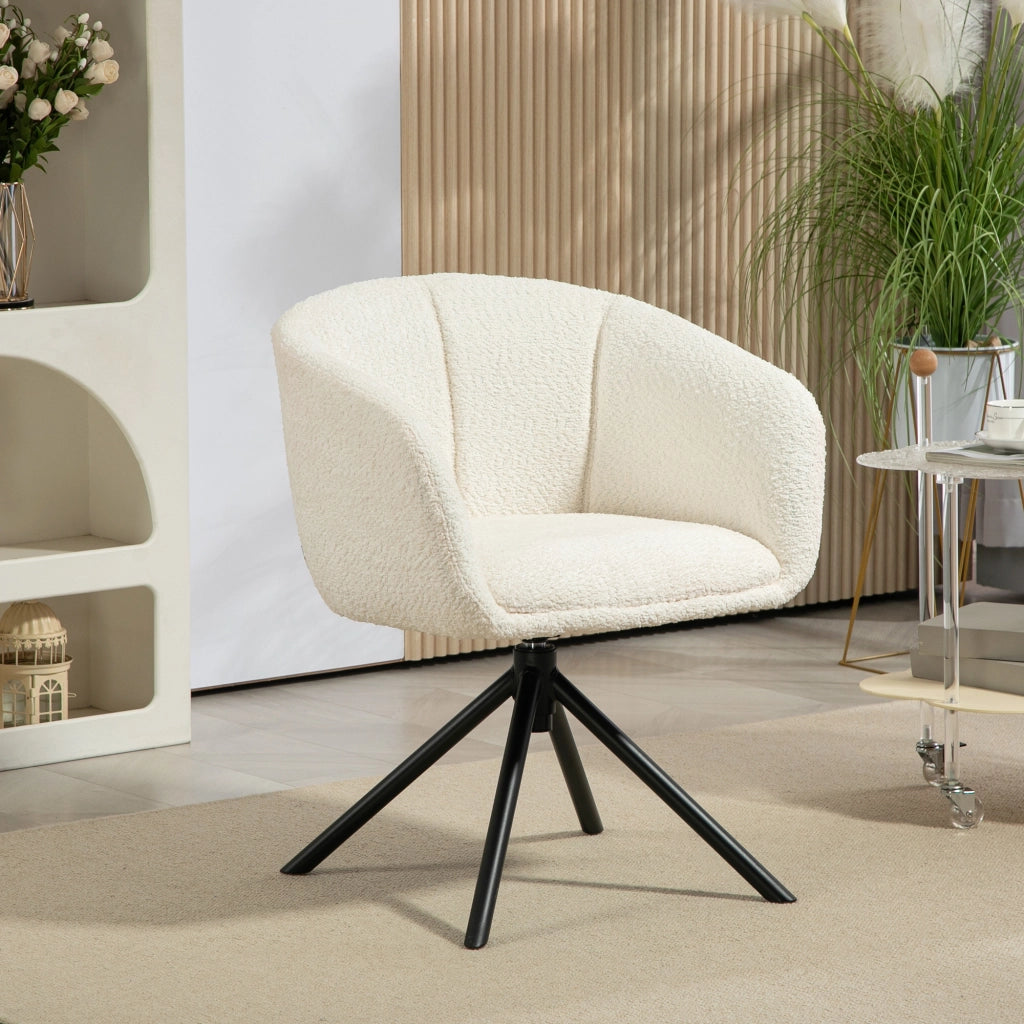 Sedia da pranzo girevole 360¡ã con seduta imbottita ¨C Minimal ¨C 58.5x59x78.5 cm, crema