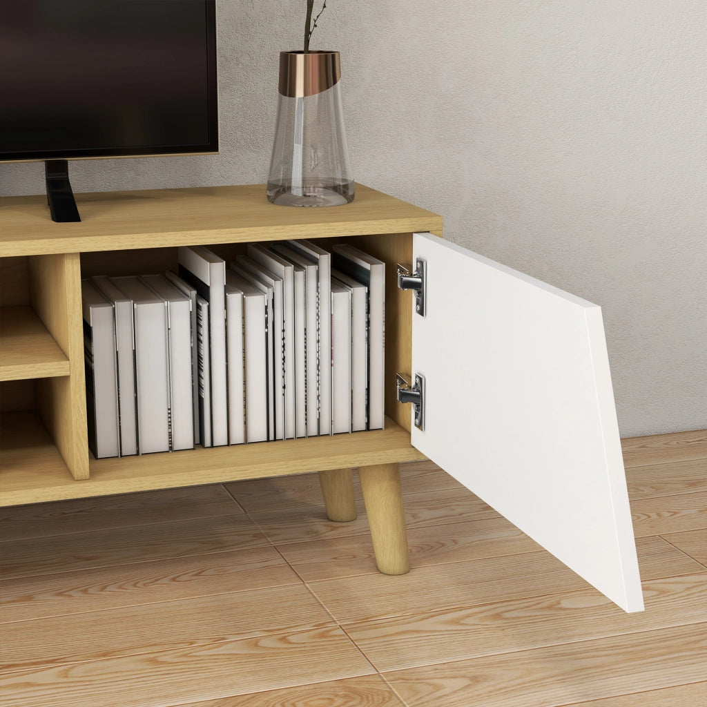 Mobile TV per televisori fino a 65 pollici design scandinavo 2 ante 2 nicchie con passacavi ¨C zephmum ¨C 150x30x42 cm