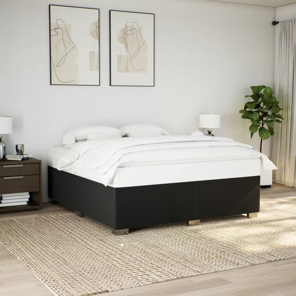 Letto matrimoniale | Letto per adulti | Giroletto senza Materasso Nero 200x200 cm in Tessuto