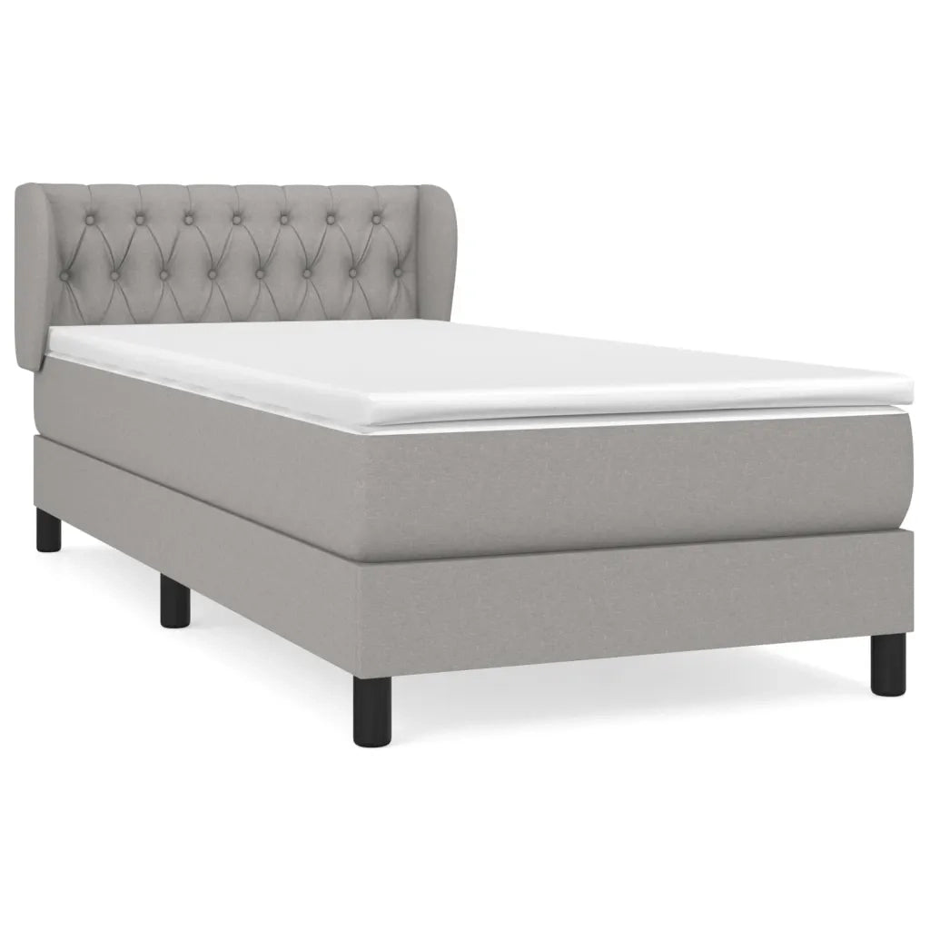 Letto singolo | Letto per adulti | Giroletto a Molle con Materasso Grigio Chiaro 90x190 cm Tessuto