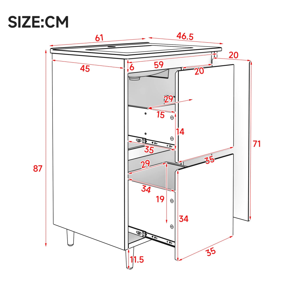 MOBILE BAGNO freestanding 61x46,5x87 cm MDF e Ceramica Blu