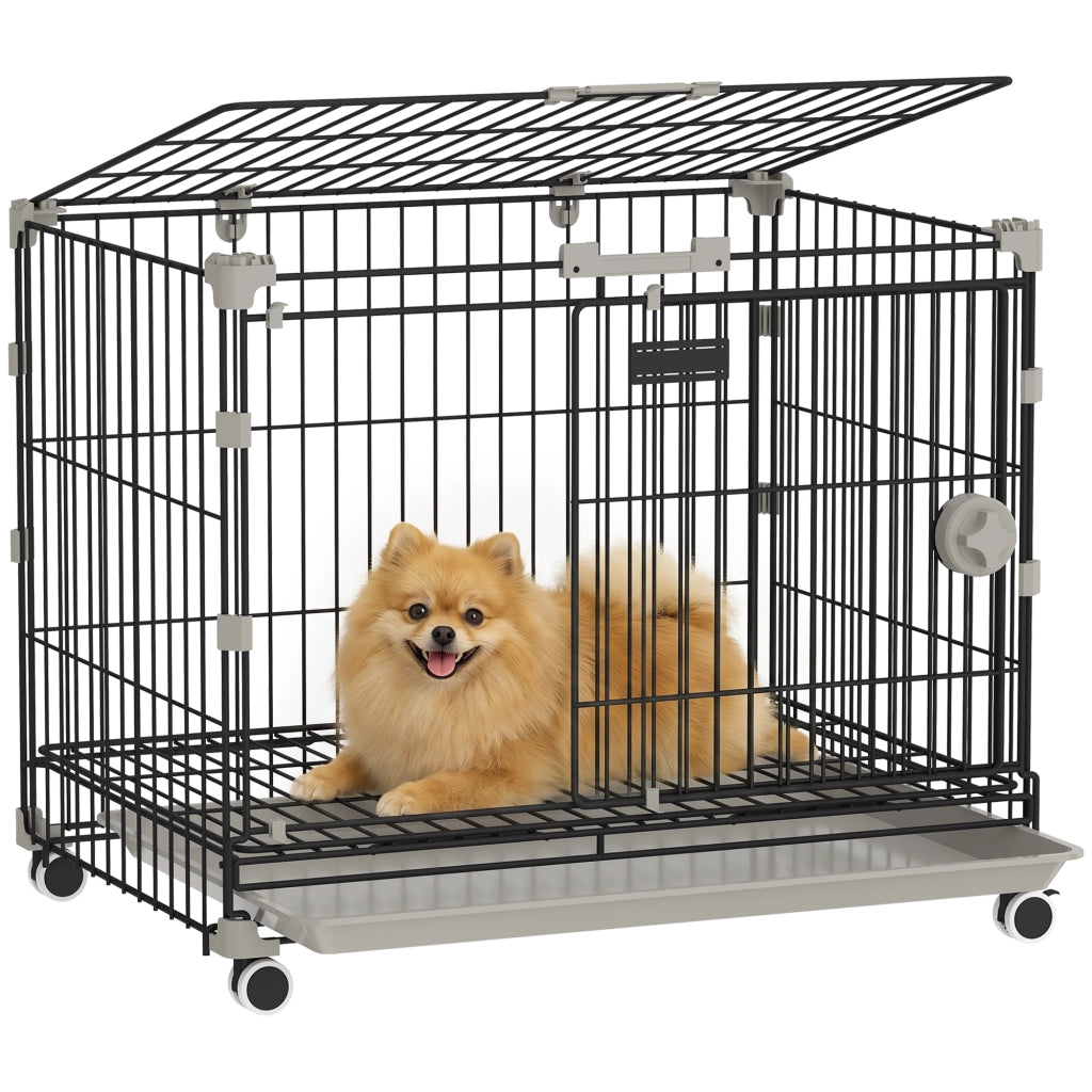 Gabbia per Cani con Ruote e Vassoio Rimovibile ¨C Xylo ¨C 60,5x45,5x54,5cm Nero
