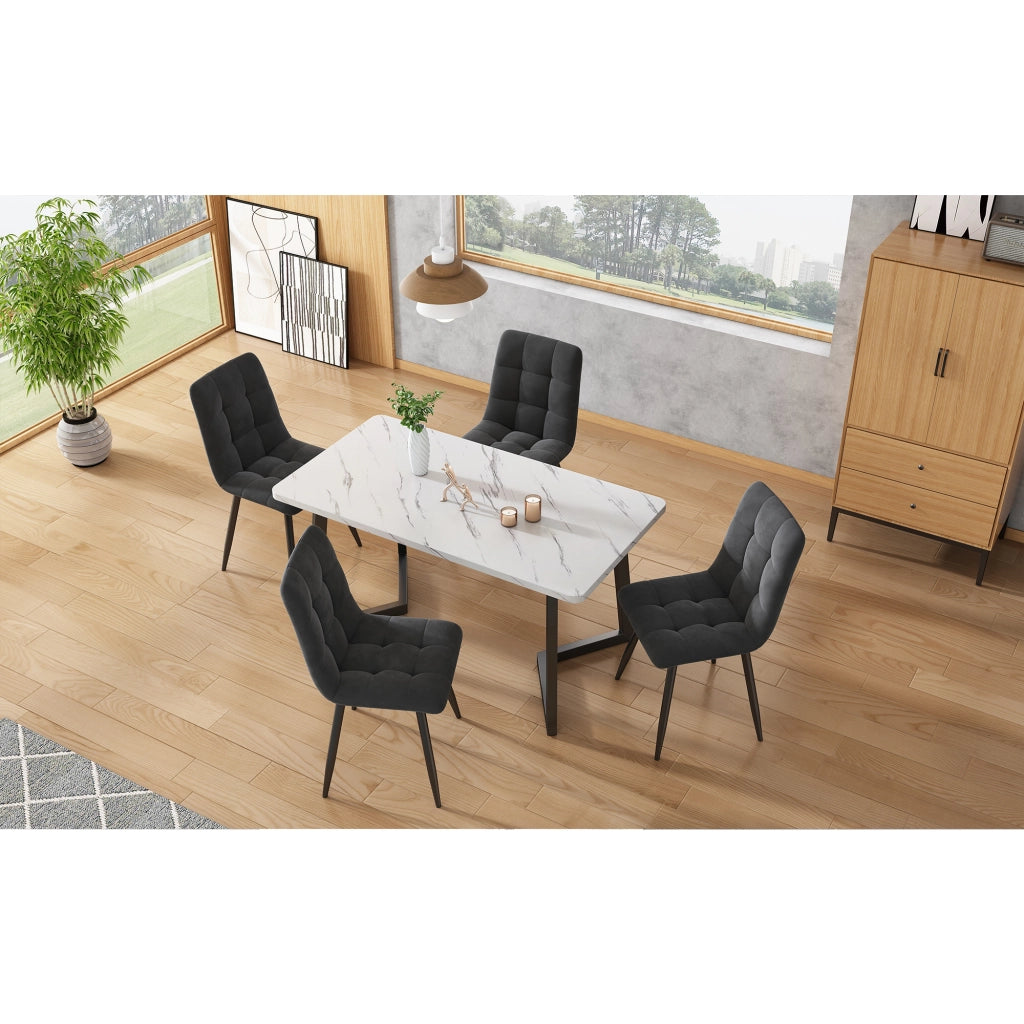 Set di 4 sedie da pranzo con schienale ergonomico e seduta imbottita con gambe in metallo in velluto grigio