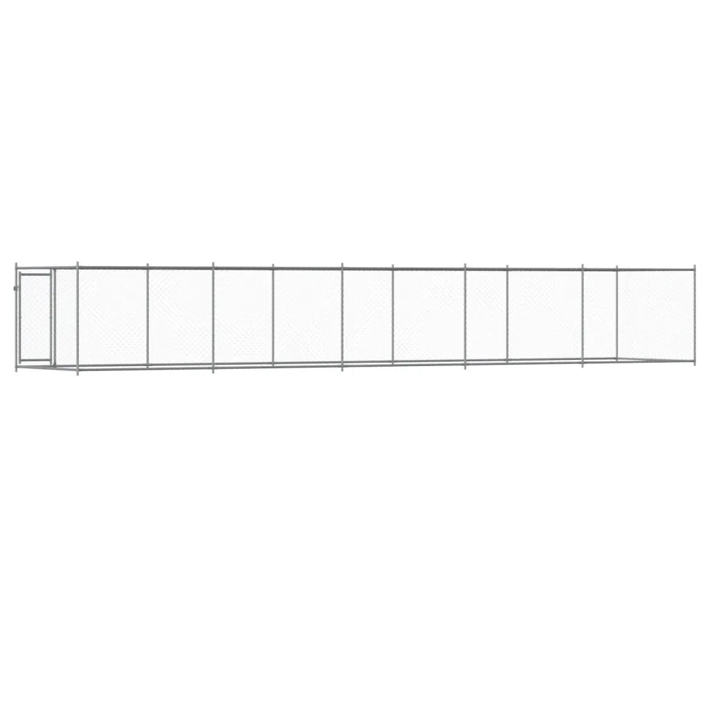 Gabbia per Cani con Porta Grigia 10x2x1,5 m in Acciaio Zincato CFW5720110