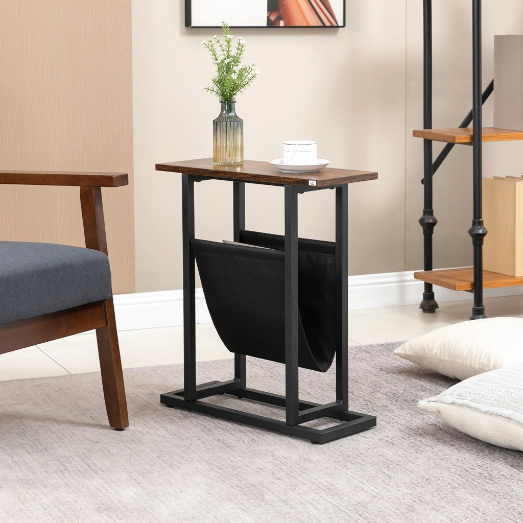 Tavolino da notte design moderno ¨C Minimal ¨C nero scuro, acciaio, 49x19x55 cm