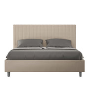 BS COM Letto queen size con rete imbottito 150x210 similpelle tortora