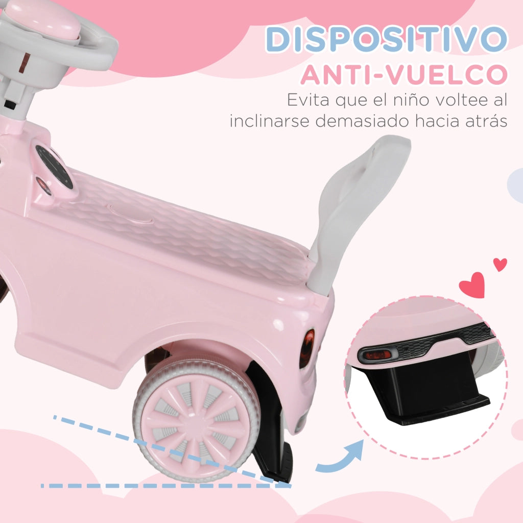 Coche Correpasillos con Volante ¨C zephmum ¨C Rosa 53x25x35 cm