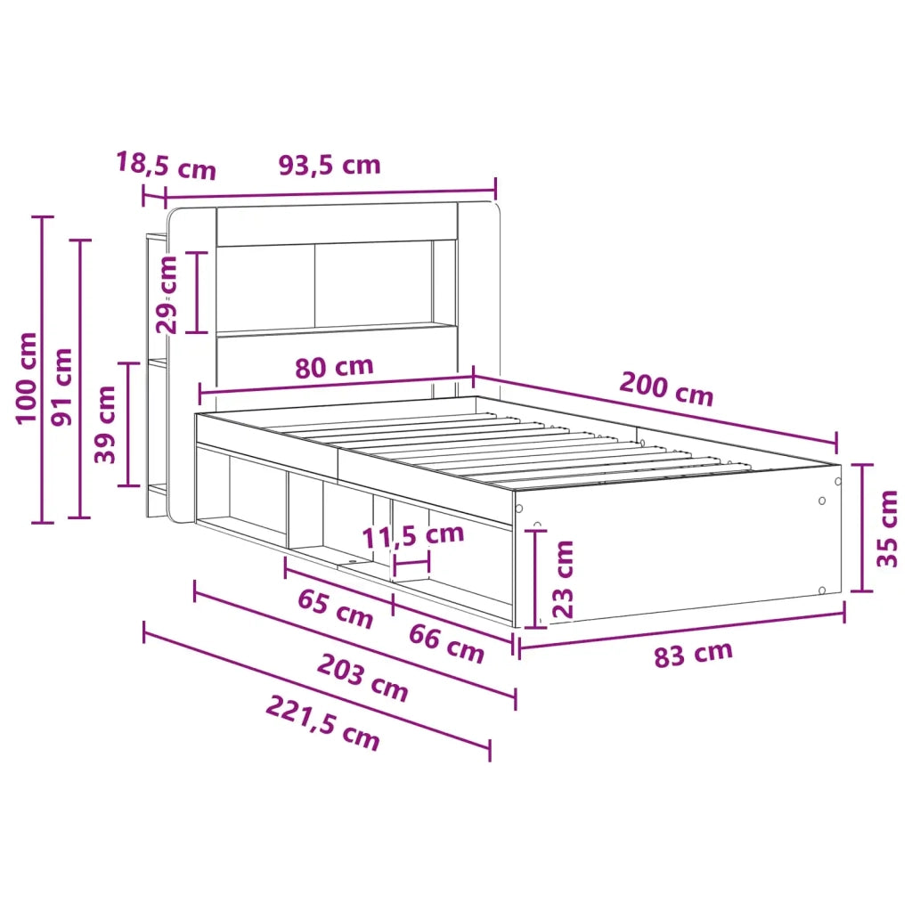 Telaio del letto con storage Grigio Cemento 80 x 200 cm 3433432