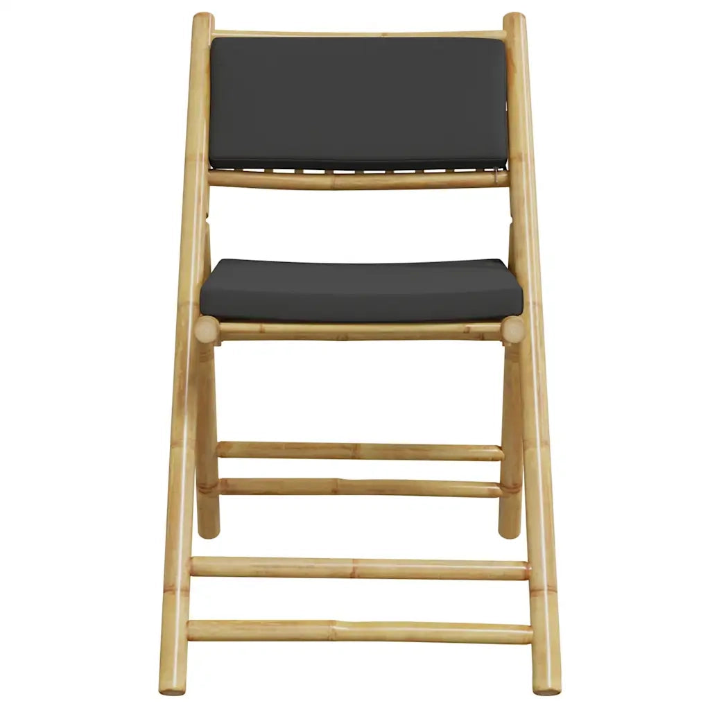 Set da Bistrot Pieghevole 5pz con Cuscini Grigio Scuro Bambù 3208936