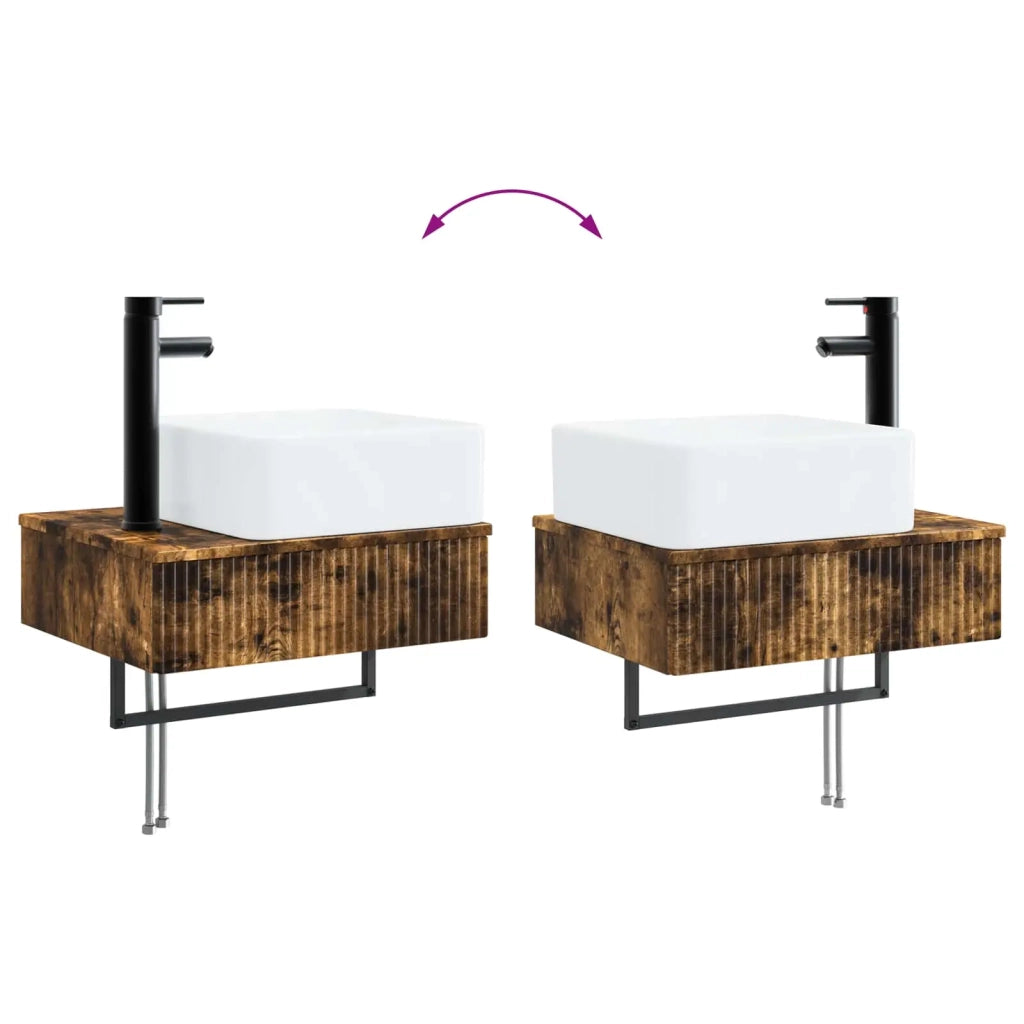 Set di mobili per il bagno 4 pz Rovere Fumo 3407403