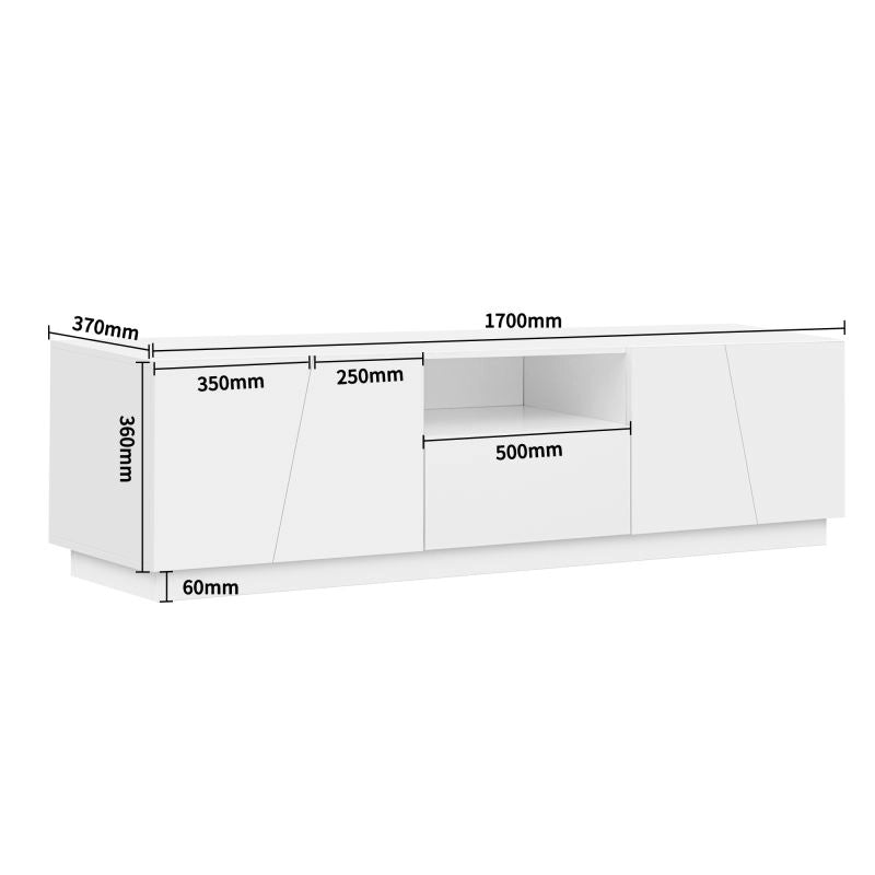 Cassettiera per TV bianca in MDF lunghezza 170 cm