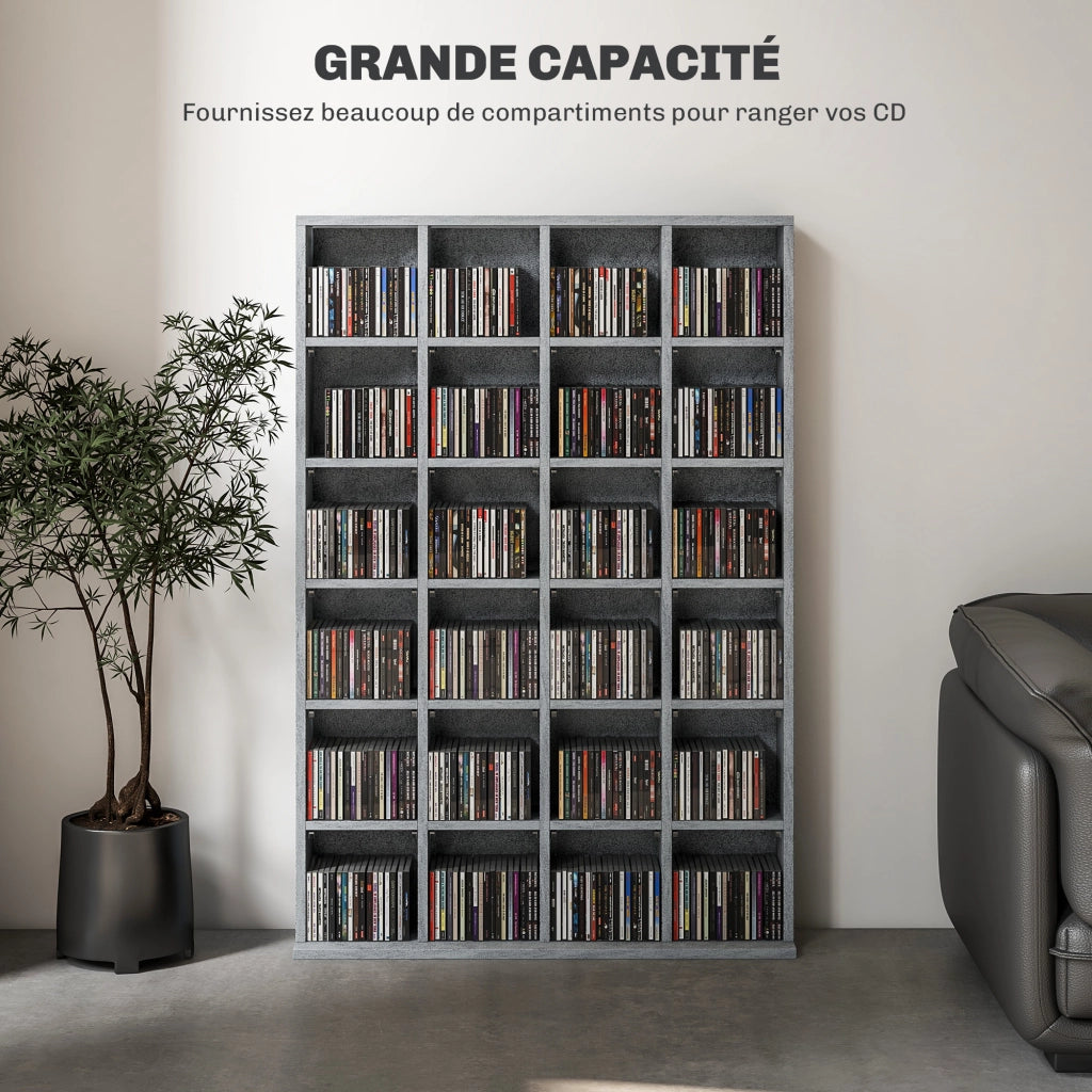 Libreria per CD e DVD in legno ¨C zephmum ¨C 89x130.5 cm grigio