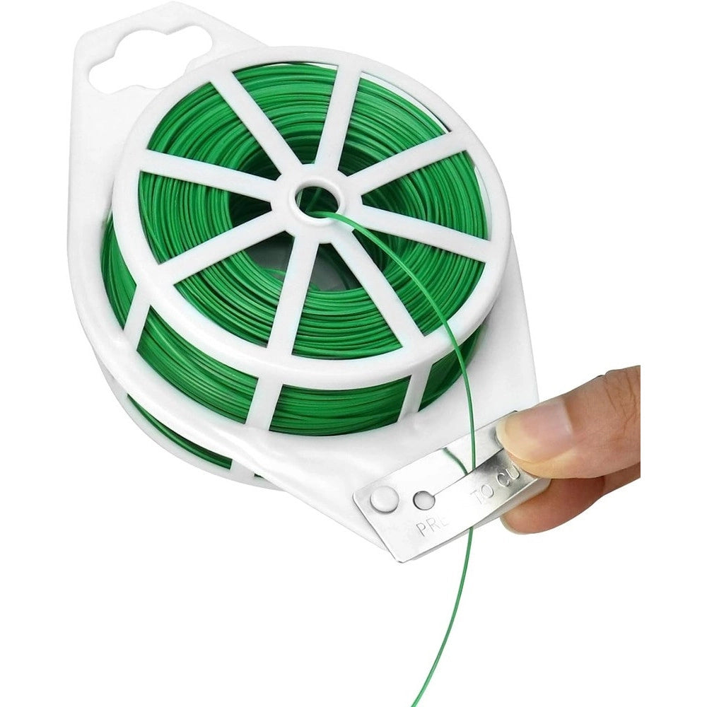 Trade Shop - Filo Per Rilegatura Verde Con Taglierina Integrata 60 Metri Per Piante Fiori -