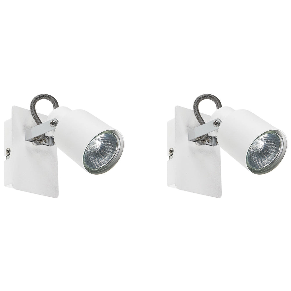 Set di 2 lampade da parete faretti in metallo color bianco soggiorno ingresso camera da letto