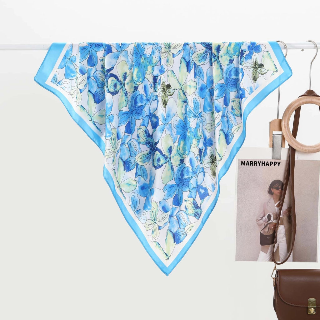 Nuova sciarpa/foulard da donna in seta stampata, piccola, 70 cm, foulard da viaggio alla moda per la protezione solare.